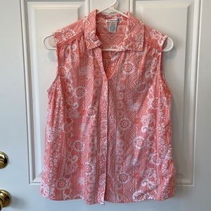 HASTING & SMITH SLEEVELESS BUTTON DOWN TOP